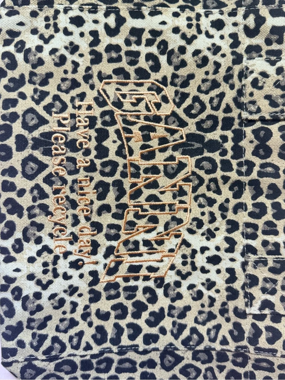 Ganni Leopard Print Canvas Tote in Beige and Black